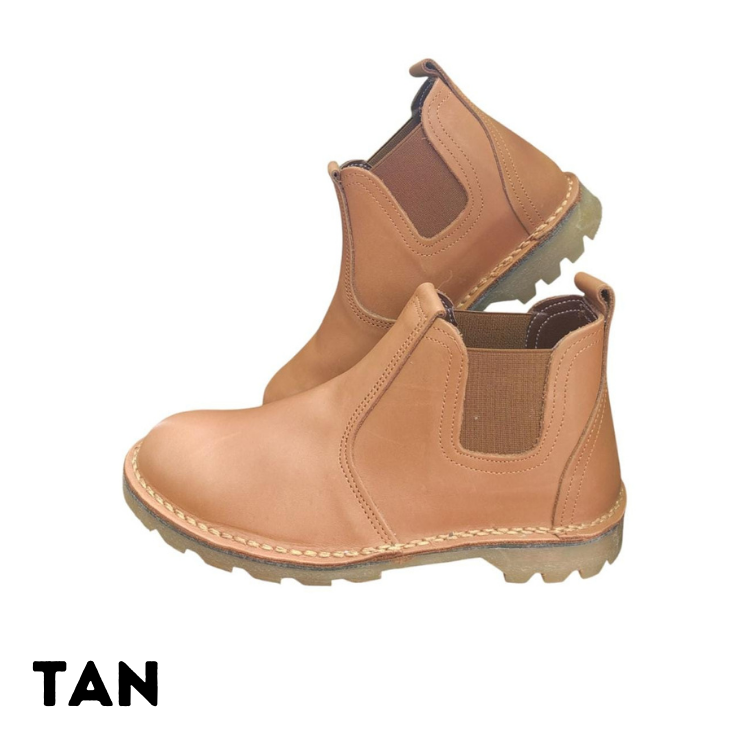 Rugged Sole Slip on Leather Boot